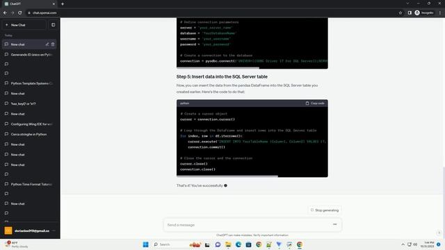 Importing a text file into SQL Server in Python смотреть онлайн