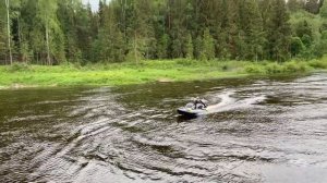 Рыболовный каяк Ондатра 360. Мотор Suzuki 2.5 df. Гидрокрыло на моторе.
