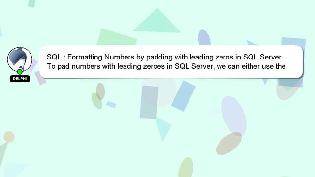 SQL : Formatting Numbers by padding with leading zeros in SQL Server смотреть онлайн