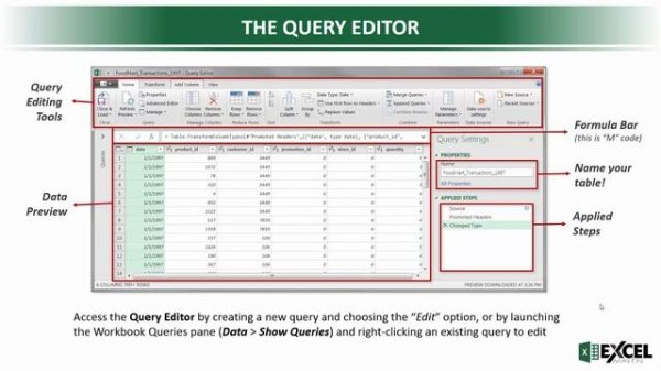 Microsoft Excel - Intro to Power Query, Power Pivot & DAX : The Query Editor