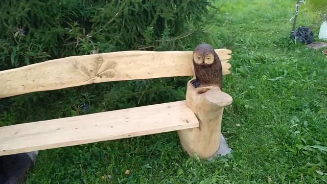 Скамья садовая с медведем и совой. смотреть онлайн