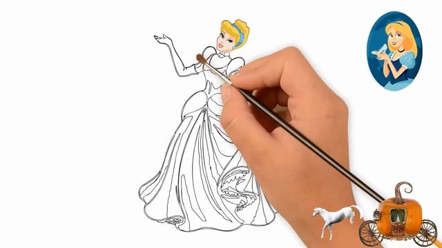 Как нарисовать Золушку, принцессу Диснея для детей, папа палец, стишки с воздушными шарами смотреть онлайн