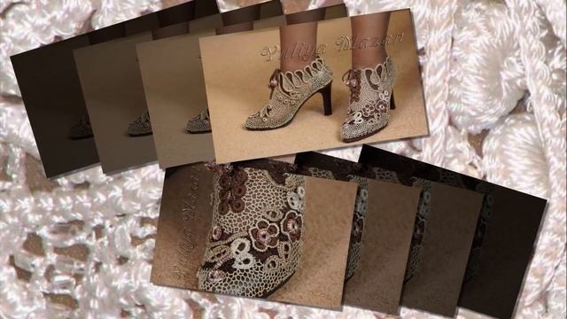 Вязаная обувь. Ботиночки для царицы. Women's crochet shoes. смотреть онлайн