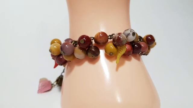 Браслет из мукаита (яшмы) "Нежная осень" смотреть онлайн