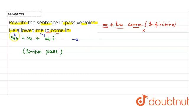 Rewrite the sentence in passive voice. He allowed me to come in. | CLASS 14 | VOICE | ENGLISH | ... смотреть онлайн