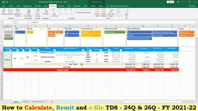 How to Calculate TDS in Excel FY 2021-22 | TDS Calculation | 24Q |26Q | SVJ Academy смотреть онлайн