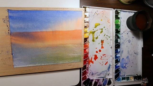 Акварельный лёгкий пейзаж смотреть онлайн