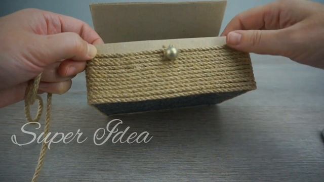 DIY Оригинальная шкатулка из картонной коробки и джута смотреть онлайн