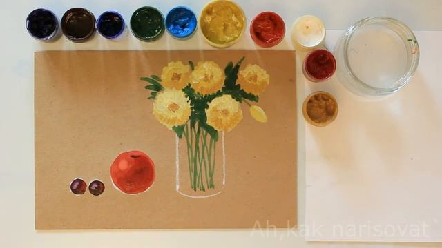 Цветы гуашью на крафтовой бумаге смотреть онлайн