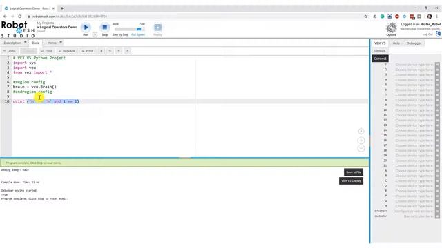 Using Python Logical Operators (AND, OR, NOT) in Robot Mesh Studio смотреть онлайн