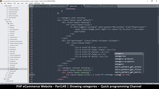 #149 PHP Ecommerce website development | Showing categories | MVC OOP - Quick programming смотреть онлайн