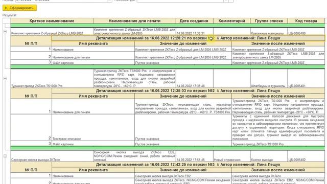 1С УТ 11 как увидеть какие поля пользователь изменил в номенклатуре смотреть онлайн