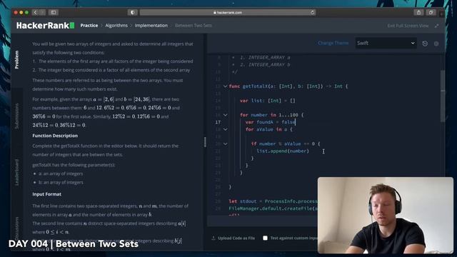 DAY 004 | Between Two Sets | Swift смотреть онлайн