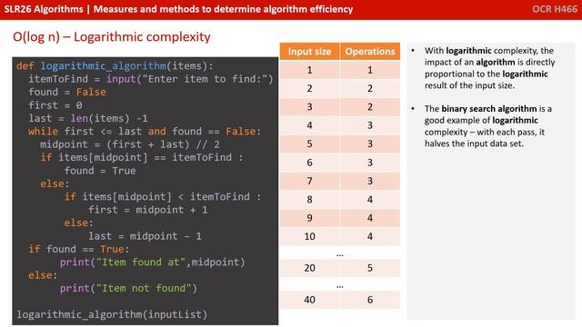 160. OCR A Level (H446) SLR26 - 2.3 Measures and methods to determine efficiency of algorithms смотреть онлайн