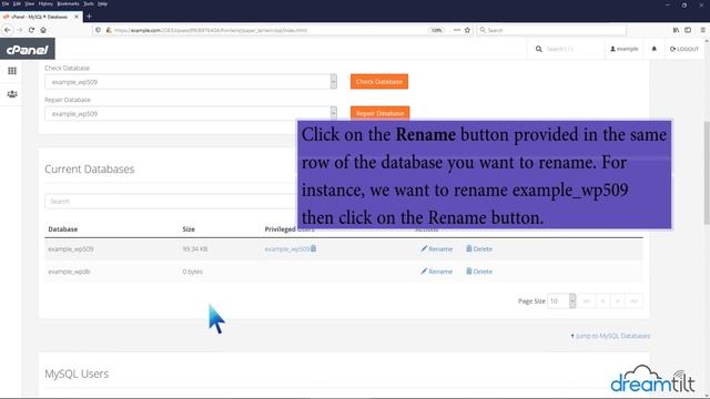 How to rename a database in cPanel with Dreamtilt Webhosting смотреть онлайн