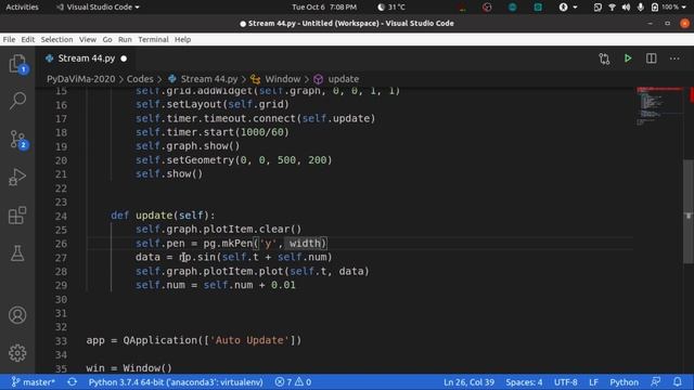 Stream 45 : Changing the colour of PyQtGraph plot and background. смотреть онлайн