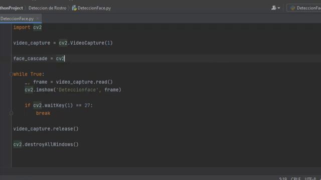 Detección facial con Python y OpenCV (PyCharm) [HaarCascade] смотреть онлайн