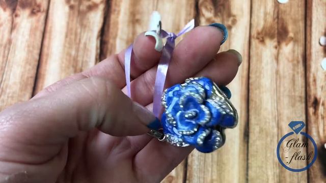 Ювелирная usb-флешка кулон-цветок синего цвета смотреть онлайн