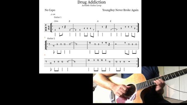 YoungBoy Never Broke Again - Drug Addiction (Guitar Loop with Tab) смотреть онлайн