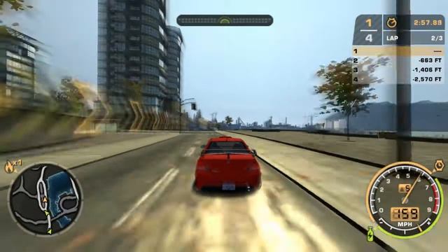 Mia's Mitsubishi lancer evolution Vs three cars Mostwanted Circuit Race смотреть онлайн