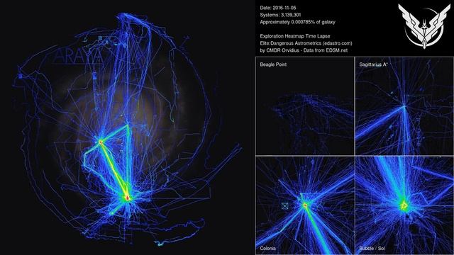 Elite: Dangerous - Galactic Exploration Heat Map Time Lapse with Decay, 2018-04-29 смотреть онлайн