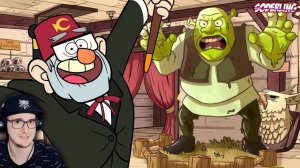 ШРЕК в ДРУГИХ МУЛЬТФИЛЬМАХ - Гравити Фолз, Губка Боб, Симпсоны, Финес и Ферб ( Содерлинг ) | Реакция