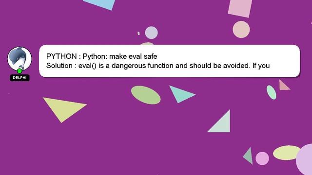 PYTHON : Python: make eval safe смотреть онлайн