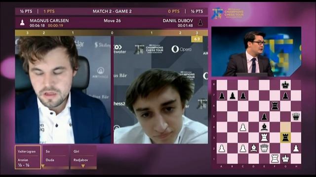 Magnus loses to dubov blundering his queen, curses / Meltwater Champions Chess Tour / Match 2 game смотреть онлайн