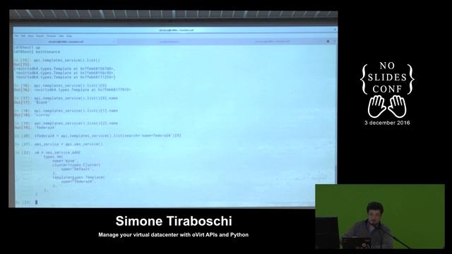 Manage your virtual datacenter with oVirt APIs and Python - Simone Tiraboschi смотреть онлайн