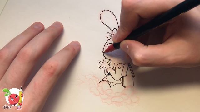 процесс рисования «Зайка с домиком» смотреть онлайн