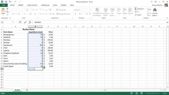 Microsoft Excel 2013 Tutorial - 17 - PEMDAS And Naming Ranges
