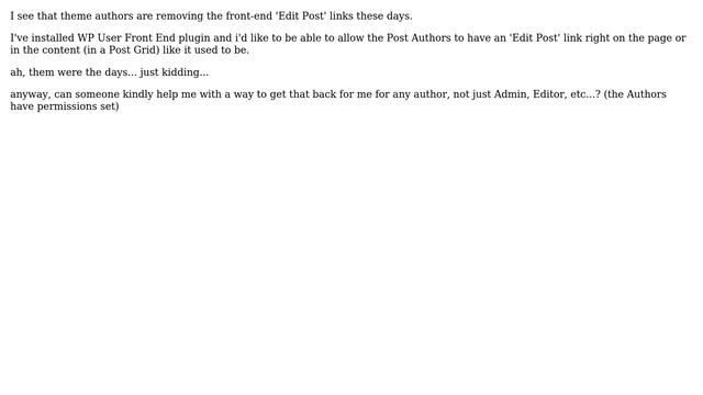 Wordpress: Theme removed "Edit Post" link on the front end. I wish it back смотреть онлайн