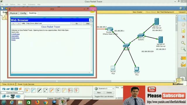 DNS+DHCP+HTTP Server Configuration Using Cisco Packet Tracer | DNS DHCP And HTTP Server On Cisco