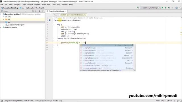 #184 Kotlin Tutorial | Multiple catch block смотреть онлайн