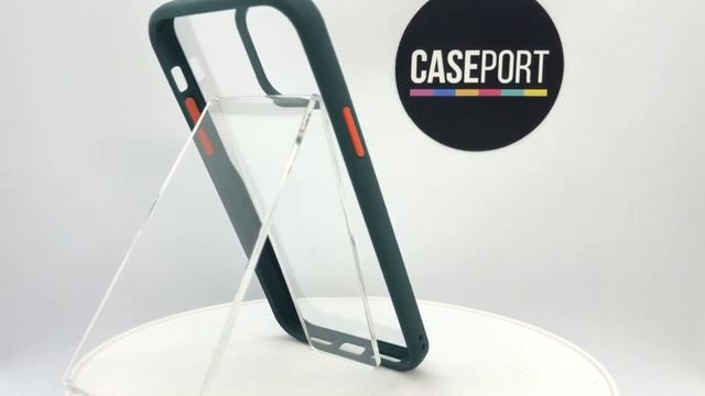 Тонкий чехол на iPhone 11 Pro с зелеными рамками и красными кнопками, серии Ultra Hybrid от Casepor смотреть онлайн