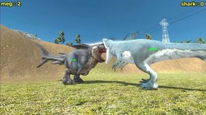 5 Round Megalodon rex vs king shark who is stronger ? Animal Revolt Battle Simulator