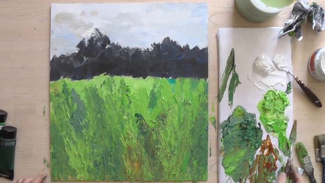 Акрил для начинающих.  Летние травы.