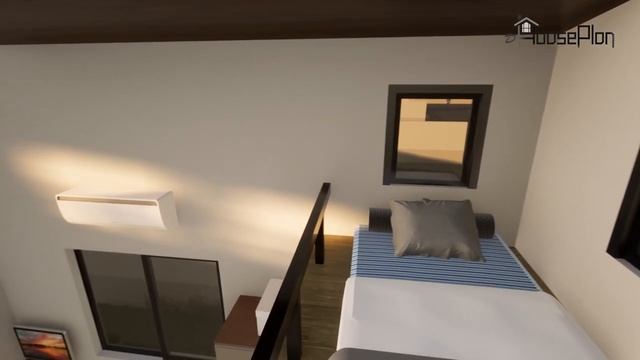 Bungalow House Design 36 sqm 1 Bedroom 2 Loft Beds full 3d walkthrough with free house plan смотреть онлайн