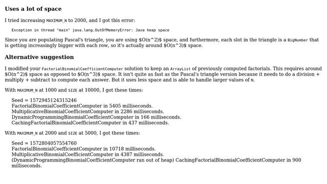 Comparing algorithms for computing binomial coefficients in Java (3 Solutions!!) смотреть онлайн