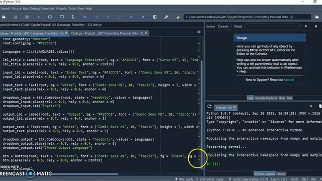 Darsh Garg / Project - 181 (Language Translator - 2) / WhiteHat Jr / Python Coding / Spyder смотреть онлайн
