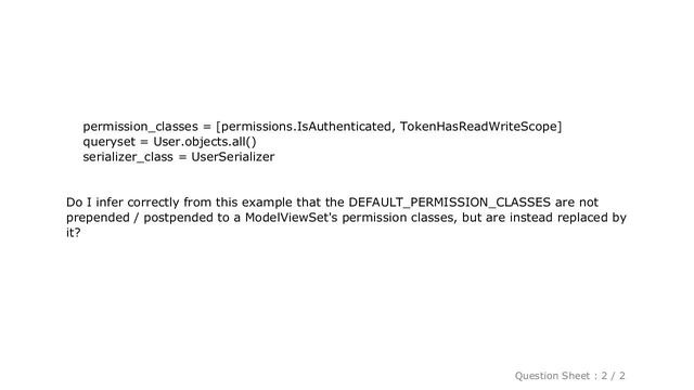 Django : In the Django REST framework, how are the default permission classes combined with per-vie смотреть онлайн