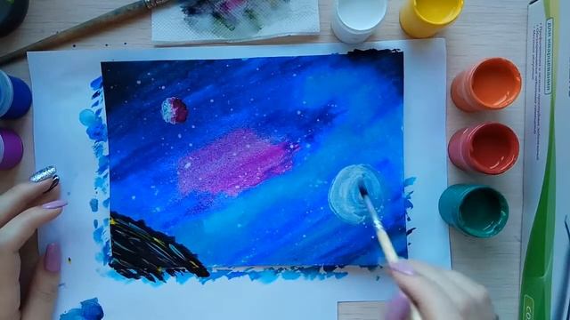 Как нарисовать космос акрилом для начинающих смотреть онлайн