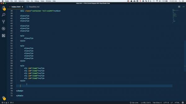 Emmet HTML Snippets in Visual Studio Code