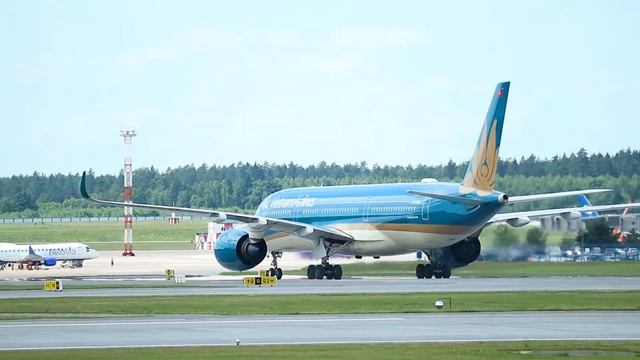 Airbus A350 Vietnam Airlines In Minsk National Airport. Landing And Take Off To Hanoi, Vietnam.