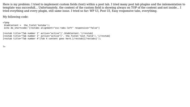 Wordpress: Custom fields doesnt work well with any postTAB plugin смотреть онлайн