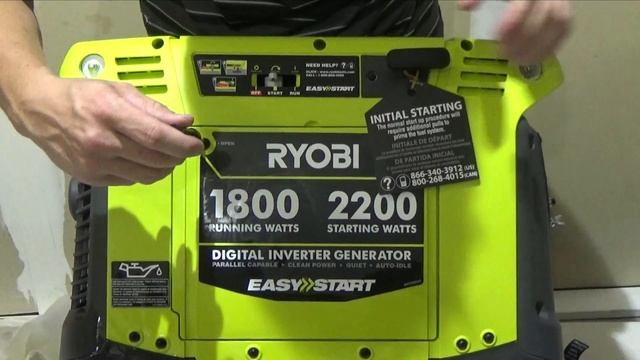 Ryobi 2,200-Watt Green Gasoline Powered Digital Inverter Generator RYI2200 - (SET UP) смотреть онлайн