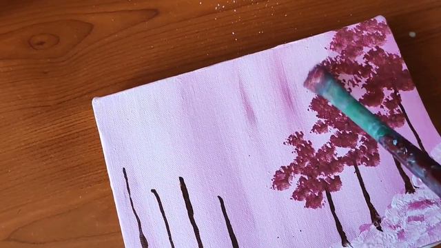 Pink Forest Abstract Painting/ Super Easy Acrylic Painting for Beginners смотреть онлайн