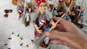 Ватные ёлочные игрушки. Баба Яга
