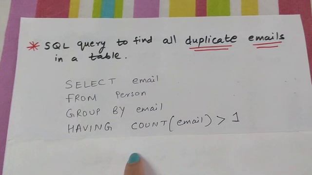 SQL QUERY TO FIND DUPLICATE EMAILS IN A TABLE || SQL INTERVIEW QUESTIONS смотреть онлайн