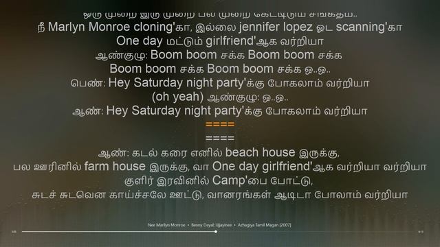 Nee Marilyn Monroe | Azhagiya Tamil Magan | A. R. Rahman | synchronized Tamil lyrics song смотреть онлайн